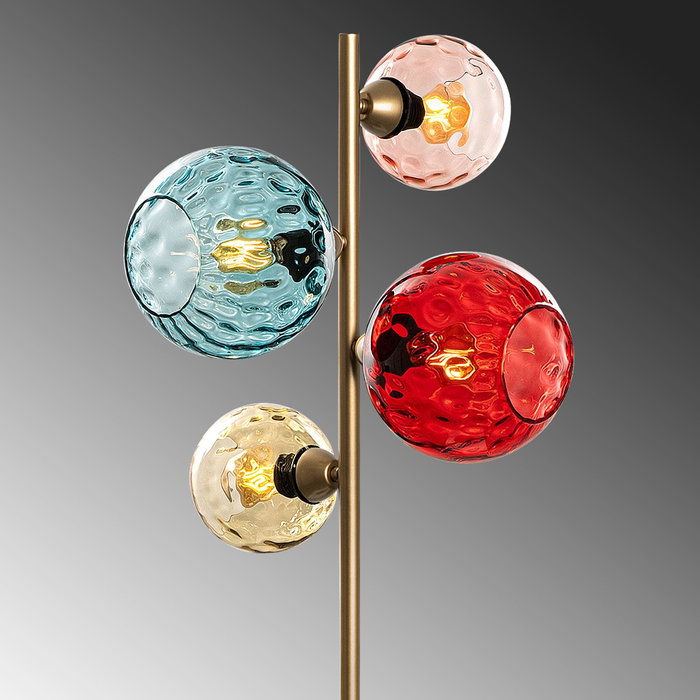 Opviq Lámpara de Pie de Metal y Vidrio Multicolor y Dorado Opviq Lámpara de Pie de Metal y Vidrio Multicolor y Dorado